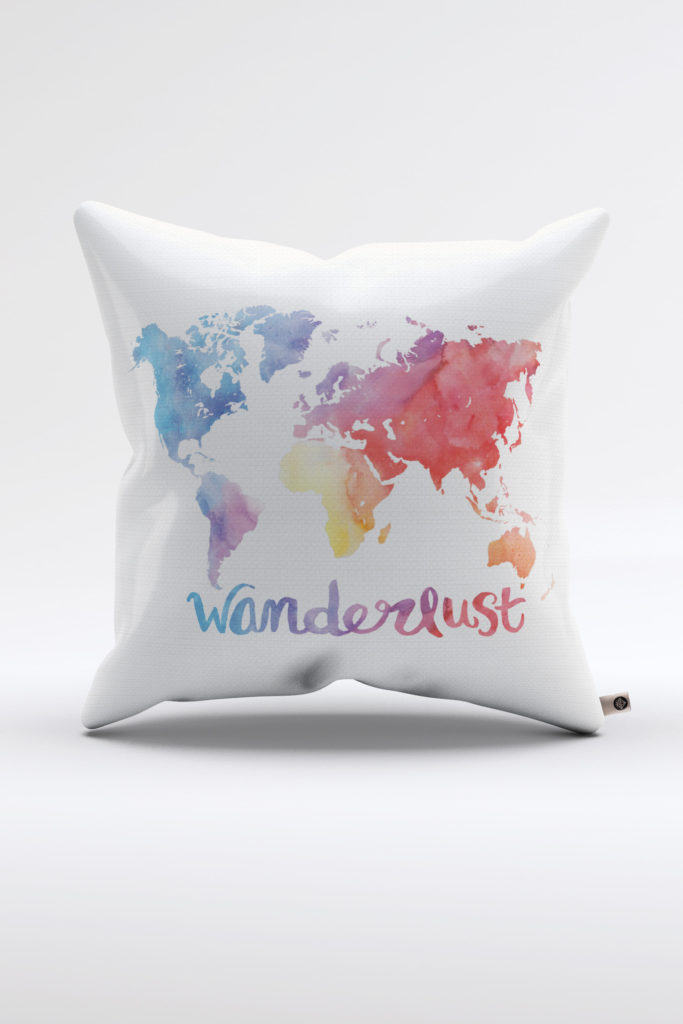 Conheça a linha de produtos do Destinos Imperdíveis! almofada wanderlust
