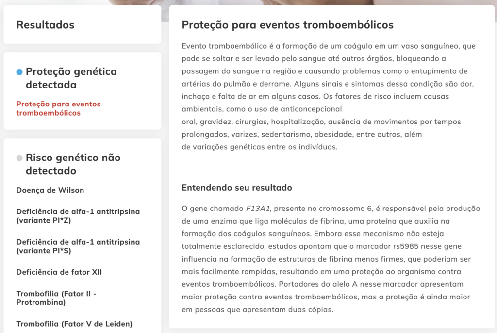 Painel de doenças genéticas de uma mulher