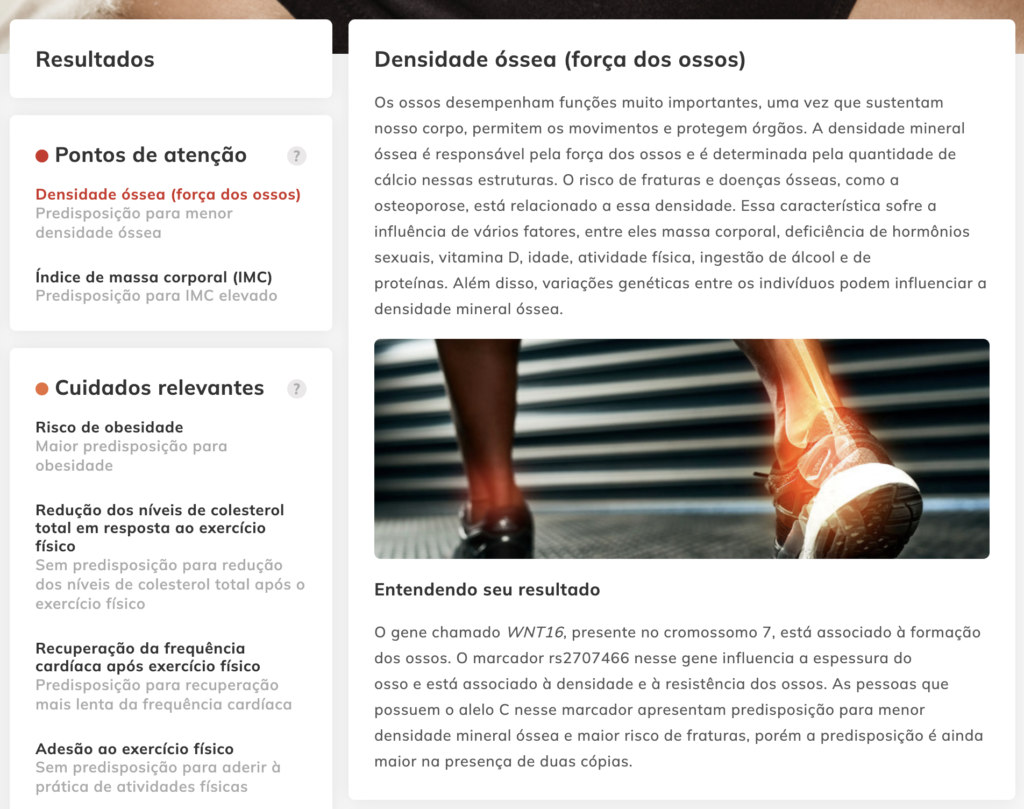 Painel genético fit de uma mulher