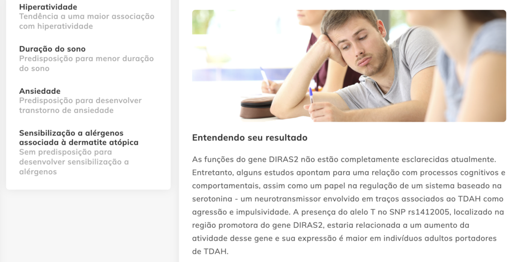 Painel genético sobre a saúde mental de uma mulher