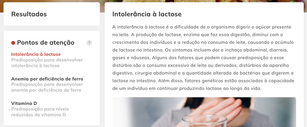 Painel genético sobre alimentação de uma mulher