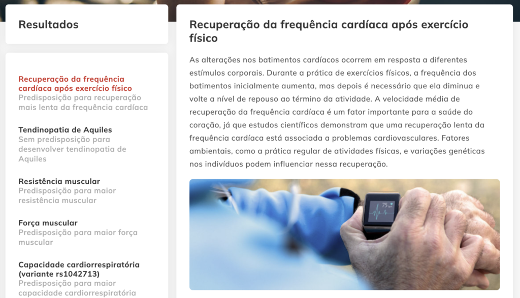 Painel genético de performance em atividade física de uma mulher.